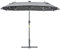 Outsunny Doppelt kippbarer Gartenschirm 295x150cm mit Kurbel, LED-Licht, Kreuzfuß und Lufteinlässen, 12 Stahl- und Polyester-Latten, für Gartenterrasse und Balkon, grau