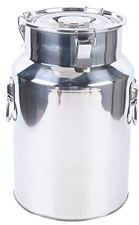 Pot à lait en acier inoxydable de 18 l avec couvercle enfichable et anse de transport - Pichet à lait - Boîtes de conservation des aliments - En acier inoxydable 201 - Récipient à céréales - Bidon