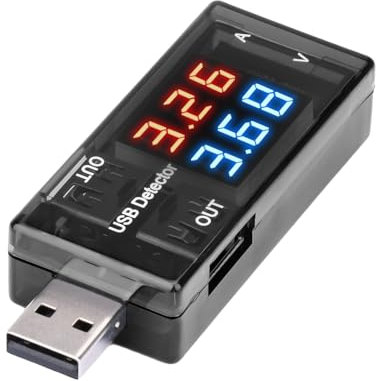 VOKTTA Tester di tensione USB, tester di tensione a 3 porte, voltmetro, misuratore di corrente 0 – 3 A, 4 – 30 V, indicatore di tensione Multimetro Power Charger Detector