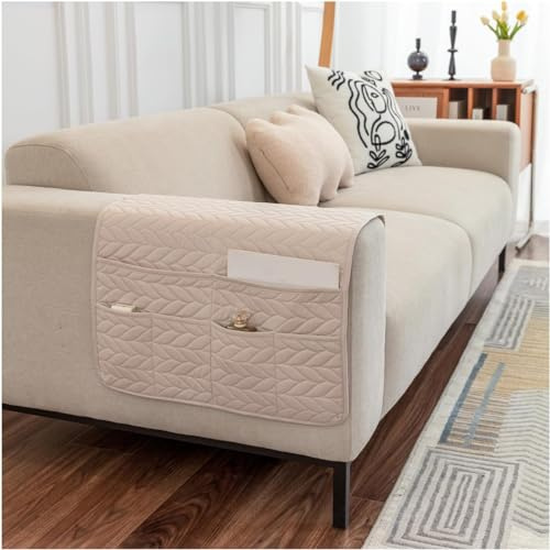 Sofá Reposabrazos Fundas Sillas Protectores de Brazos Sofá Cubre Apoyabrazos Sillones Fundas para sofá reclinable, Antideslizante, Organizador de sofá, Protector de Brazo (Color : Beige-d, Size : 50
