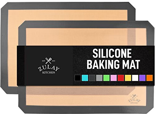 Zulay Kitchen 2-Pack Silicone Baking Mat Sheet - Reusable Silicone Baking Sheet - Easy & Convenient Nonstick Baking Supplies - 42x30CM Silicone Mats for Baking - Baking Mat for Oven - Dark Gray
