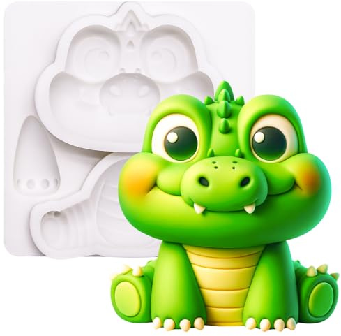 Moule à fondant en silicone - Motif crocodile - Safari - Décoration de gâteau - 8,6 cm de haut