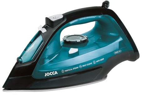 JOCCA - Plancha Ropa Vapor 2600W/ Regulador y Control de Temperatura/Vertical, Horizontal/Tanque 350ml/ Suela Cerámica