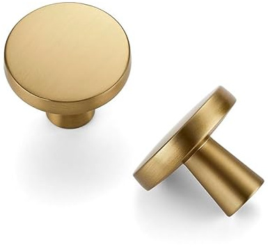 JOY DECOR 5 Pack Kitchen Cabinet Knobs Solid Drawer Knobs Dresser Knobs 1-1/4 Inch Drawer Pulls Champagne Bronze Cabinet Hardware for Dresser Drawers Round Cabinet Door Knobs Simple Drawer Handles