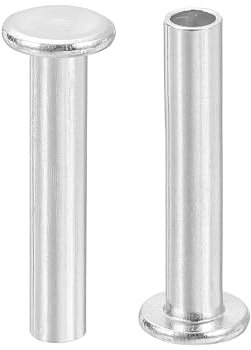 sourcing map 50Pcs Semi Tubular Rivets, 4mm x 20mm Aluminum Round Flat Head Semi-Tubular Rivet Metal Stud Rivet for Industry Household Repairing Fastening, Silver