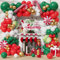 Kit per arco di palloncini natalizi, 135 pezzi, kit per arco di palloncini natalizi con palloncini in lattice rossi e verdi, palloncini in lamina di canna di zucchero, decorazioni per feste di Natale,