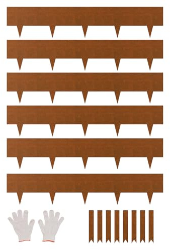 VEVOR 6 PCS Borde de Acero para Paisajismo 1016 x 203,2 x 1,5 mm Resistente a la Intemperie y Antioxidante, Cerca de Borde de Jardín de Punta de Tiburón para Parterres de Flores y Caminos de Patio