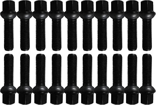 20 Radschrauben Radbolzen schwarz Kugelbund R13 M14x1,5 37mm kompatibel mit Audi, VW, Seat, Skoda