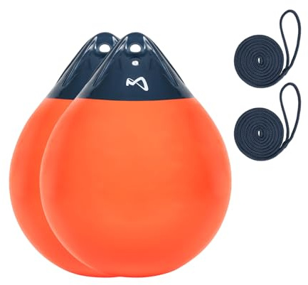 Mesle Kugelfender Globe 2er Set, ø 47cm orange, Fender Boje, Bootsfender rund aufblasbar, Ankerboje, Fender Boot Schiff Yacht, Markierungsboje