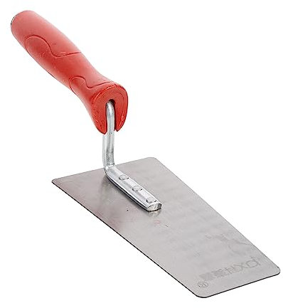 DIYEAH Truelle à Plâtre Acier Inoxydable avec Poignée Plastique Rouge Outil De Maçonnerie Et Finition pour Travaux De Construction Et Bricolage