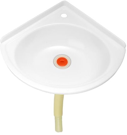 GALPADA Mini Plastic Corner Wall Mounted Sink Triangle Design Small Basin for Bathroom Kitchen Motorhome Space Saving Fan Shaped Wash Basin for Compact Homes and Balconies