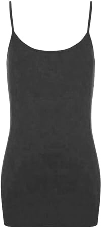 janisramone® Womens Cami Bodycon Mini Dress, Stretchy Scoop Neck Tank Tops, Strappy Short Vest Dresses, Summer Party Dresses for Women UK, Plain Spaghetti Strap Dress Charcoal