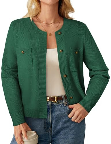 GRACE KARIN Green Cardigan Sweaters for Women Lightweight Soft Long Sleeve Casual Sweater Jacket M