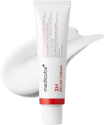 medicube 3H Daily Relief Cream for All Skin Types & After Spot Care | Lightweight Comforting & Soothing Moisturizer - Guaiazulene, Centella, Ceramide for Balance and Hydration, Korean Skincare