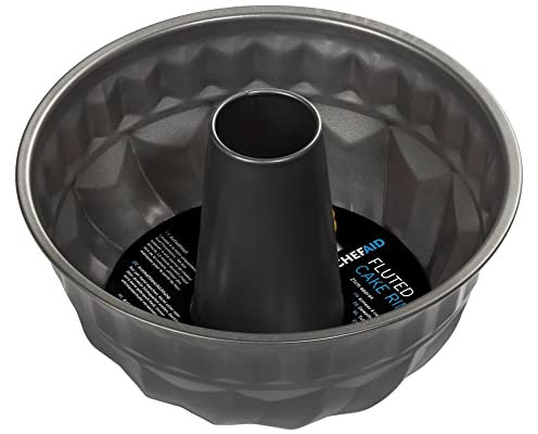 Chef Aid Non-Stick Fluted Cake Pan with Non-Stick Coating, Ideal for Home Baked Bread or Cake centrepieces with Flowing Pattern, Internal Measurement of 22.5 cm Diameter, Gray
