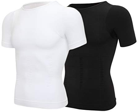 SLIMBELLE magväska tröja män Shaper figurformande underskjorta kompressionströja midjestudio slimming top med ärmar för män i vit svart svart