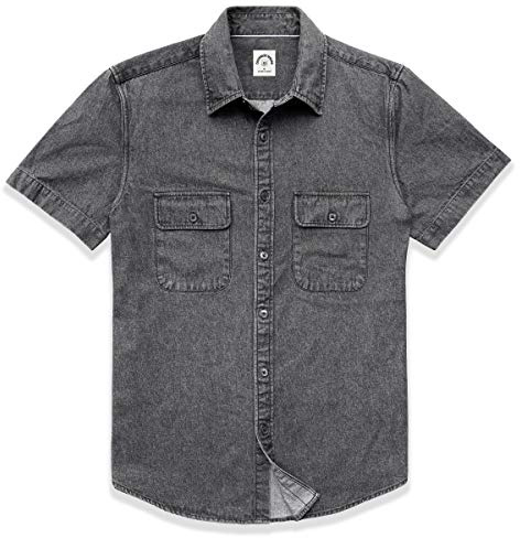 Dubinik®Herr Jeans Skjortor Button Down Kortärmad Western Cotton Casual Work Jean Shirt
