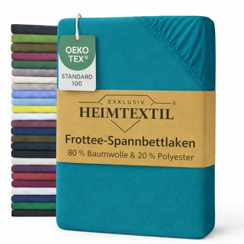 EXKLUSIV HEIMTEXTIL, lenzuolo in spugna con angoli, marchio di qualità, 90-100 x 200 cm, petrolio