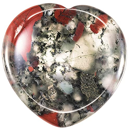 mookaitedecor Lot de 2 pierres d'inquiétude cœur pouce, Pierre de poche en cristal de Reiki pour le soulagement du stress et de l'anxiété, Pierre de Sang de Dragon