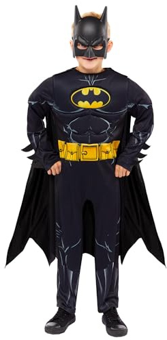 amscan 9913334 Childs Batman Fancy Dress Dark Knight Costume Outfit (Age 4-6 years), Black