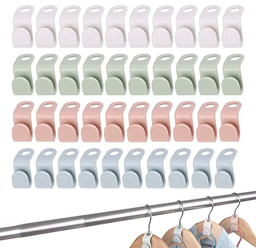 Rifrpha 100 Piezas Mini Ganchos Conectores para Perchas de Plástico,4 Colores Colgador de Ropa Conectores Ganchos para Colgar en Cascada para Armario, Organizador de Ropa，Ahorra Espacio en el Armario