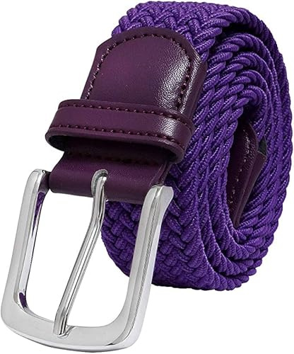 GREAT AIGOO Cinturón trenzado extensible y elástico para hombres y mujeres, para Vaqueros, Cintura Ajustable Medida 110x3CM… (MORADO)