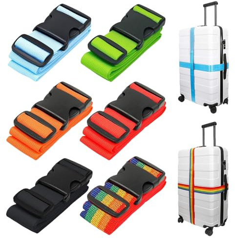 6 Piece Luggage Straps for Suitcases, Adjustable Combination Luggage Strap, Heavy Duty Tie-Down Straps for Suit Cases For Travel Suitcase, Moving Backpack 200 X 5 cm