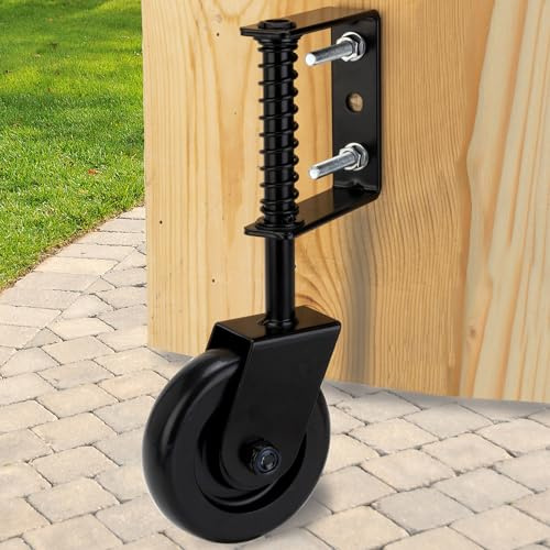 Real Fancy 4.3 Heavy Duty Gate Wheel - Gate Caster with Spring Loaded Gaster, 360° Swivel Rubber for Wooden/Barn Gate, Rust-Resistant Outdoor Gate Support Wheel, 1 Pack
