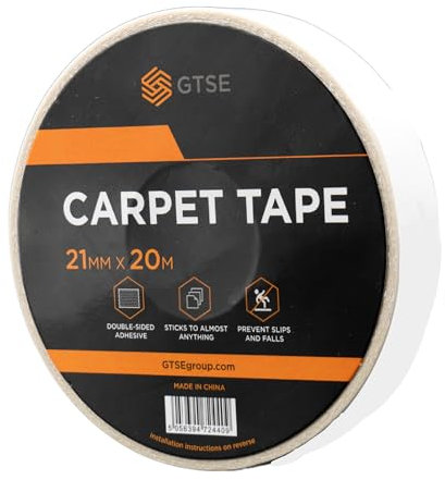 GTSE Extra Strong Double-Sided Carpet Tape, 21mm x 20m – Heavy-Duty Rug Gripper Tape for Home & Professional Use – Residue-Free Removal, Multi-Surface Adhesion Carpet Tape Roll