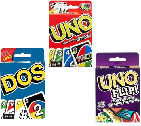 Mattel Uno, Flip and Dos 3er Pack Combo Kartenspiel