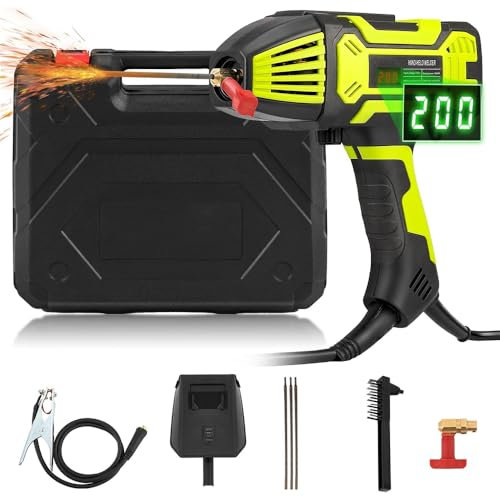 20-200A Máquina de soldadura de arco portátil, inversor IGBT, 6 ajustes de corriente variables, Pantalla LED Digital Soldador,Electrodos de soldadura 3/32- 1/8, para pernos de metal (EU)