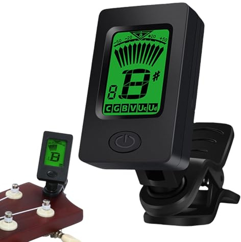 LCD-gitarrstämmare - Klämma stämningsanordning för musikinstrument, snabb och exakt stämning | Stämare för akustisk gitarr, elektrisk, ukulele, bas, violin