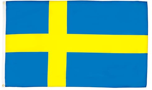 AZ FLAG Lote de 5 banderas suecas – 90 x 60 cm – Bandera sueca 100% poliéster con ojales metálicos integrados