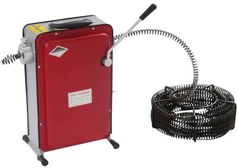 240W Elektrische Rohrreinigungsmaschine mit 14,5m Feder, Rohrreinigungsgerät Rohrreiniger Abflussreiniger mit 6 Schneidköpfen, Abfluss Rohrreinigung Rohrentstopfer für Ø20-130mm Rohrleitungen