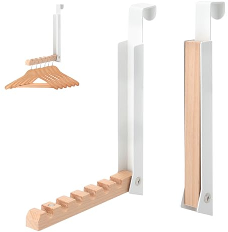 VOSSOT 2 PCS Appendiabiti da Porta Pieghevole, Ganci da Porta Appendiabiti, Appendino da Porta Gancio Pieghevole per Porta Senza Foratura 6 Ganci da Appendere per Porte Spesse 2 cm