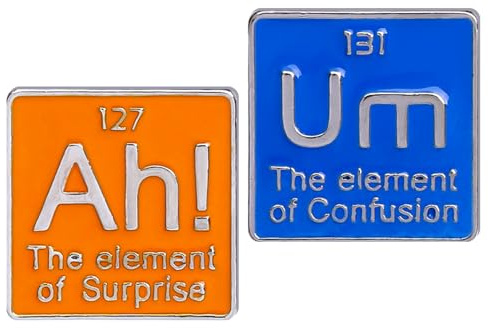 2 PCS Novelty Chemistry Pin Badges, HAVIRI Funny Pin Badge for Lapel Backpack Jacket Hat Bag, Gift for Teachers Students for Teacher's Day, Birthday, Graduation, Christmas