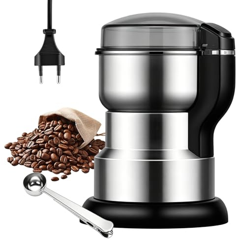 Macinacaffè elettrico: Macinaspezie elettrico, Mulini Multifunzionale Con Lama In Acciaio Inox Per Noci, Semi, Spezie, Grani, Lavabile In Lavastoviglie (Argento)