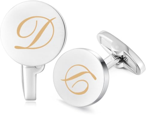 HONEY BEAR brev initialer bokstav manschettknappar män bröllop manschettknapp borstat silver, 1.5 cm, Koppar, Ingen ädelsten
