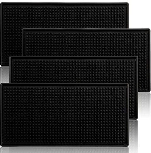 Tebery Gummi-Matten, 30 x 15 cm, Schwarz, 4 Stück