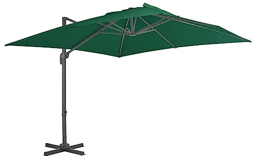 vidaXL Ampelschirm mit Aluminium-Mast Sonnenschirm Gartenschirm Marktschirm Strandschirm Schirm Kurbelschirm Terrassenschirm Grün 300x300cm