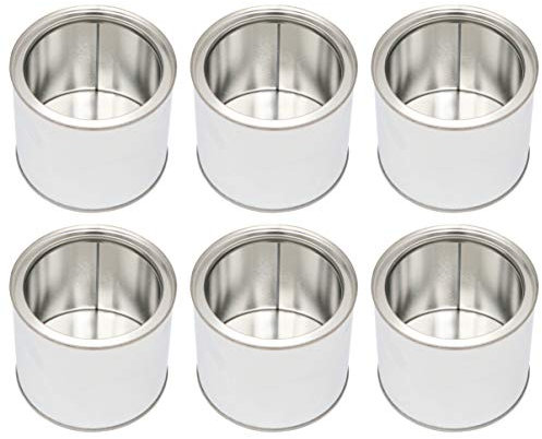 EXCEART Metal Bucket w/ Lid 6pcs Empty Paint Cans w/ Lid Metal Paint Cans Paint Tins Party Favor Cans DIY Arts Crafts Painting Garage Organization 0. 5L can Lids Tins, Silver (71174BXJ164WC)
