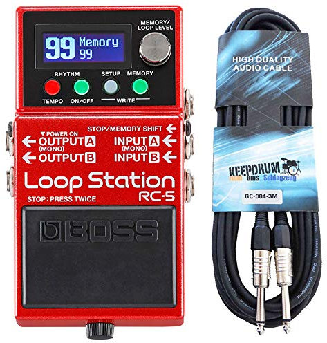 Boss RC-5 Looper Pedal Loop Station + keepdrum Gitarrenkabel 3m
