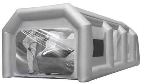 Futchoy Aufblasbares Spritzkabine Zelt 4m x 2.5m x 2.2m, Transparentes Fenster, 2-Luftfiltersystem, Modern, Unisex, Freistehend, Erwachsener, Camping & Wandern, Auto Camping, Sprühen, Malen