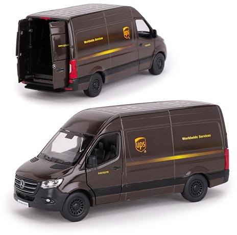 Toyland® Furgone UPS Pull Back & Go pressofuso da 12 cm con porte apri e chiudi - Veicoli giocattolo - Scala 1:48