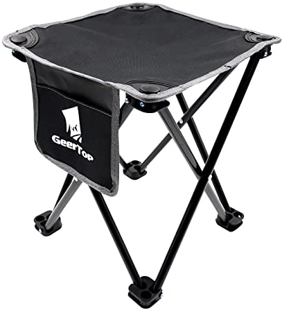 GEERTOP Ultralätt vikbar campingpall bärbar minicampingstol sits liten vikbar fiskepall camo för vandring utomhus trädgårdsarbete BBQ resa strand (svart)