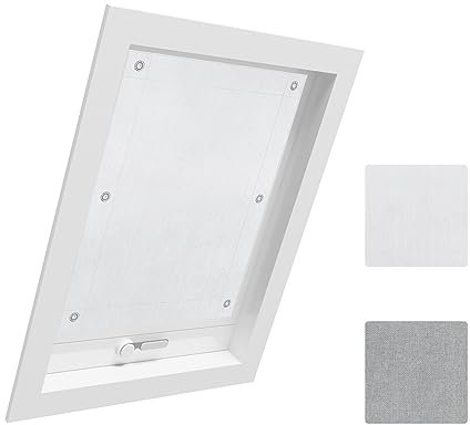 WOLTU Store Occultant sans Percage pour Fenetre de Toit, Store Lucarne Opaque, Rideau Occultant Thermique avec Ventouses, Protection Solaire, en Tissu Isolant Pliable, 48x93cm, Blanc