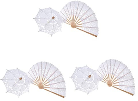 PRETYZOOM 3St Faltfächer Vintage-Dekor decoraciones para sala de die chinesen Regenschirm faltbares Fächerdekor Spitzenschirm chinesischer Stil Handventilator Requisiten schmücken Bambus