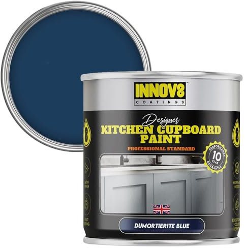 INNOV8 COATINGS DESIGNER KITCHEN CUPBOARD PAINT - DIY - NO PRIMER OR TOP COAT - SATIN Finish - 750 ml - Dumoterite Blue - Fast Dry - CABINET, FURNITURE, WOOD, MDF, PLASTIC & METAL