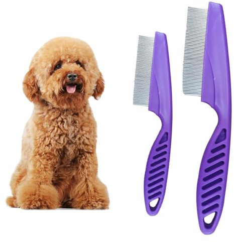 Peines removedores de manchas de lágrimas para mascotas, peine facial de perro con dientes finos para eliminar suavemente la corteza, el moco y las manchas de lágrimas, peine 2 en 1 para pulgas de