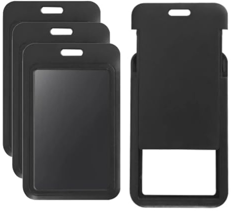Funda Tarjeta Identificación, 4 PCS Soporte Deslizante para Tarjetas de Identificación Negro con Ventana Transparente para Tarjetas de Identificación, Tarjetas de Proximidad, Licencias de Conducir